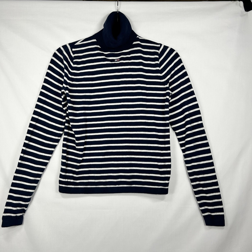 Tommy Jeans Navy & White Striped Turtleneck Knit Sweater – Women's Extra Small